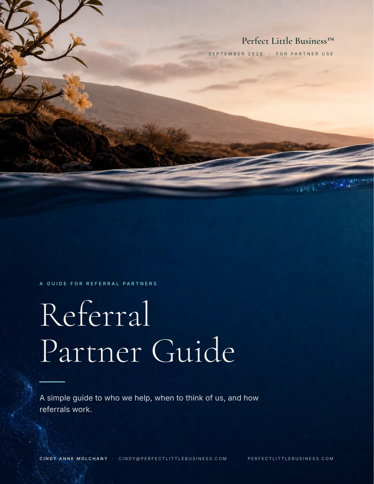 Cover of the September 2026 Perfect Little Business Referral Partner Guide