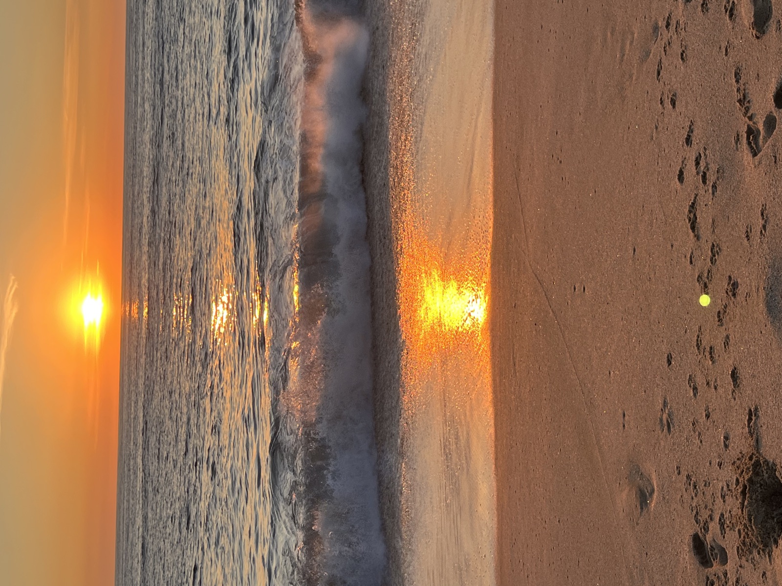 Sunset over the ocean with a cresting wave