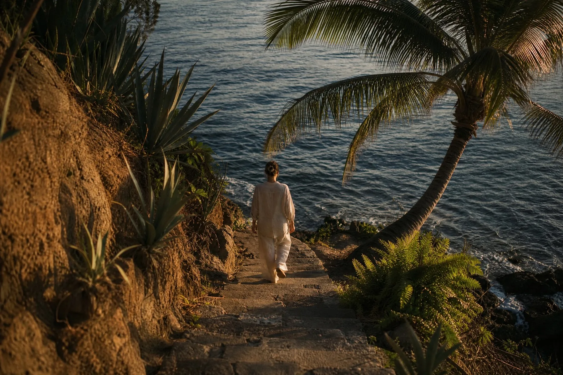 A stone path leading toward the water